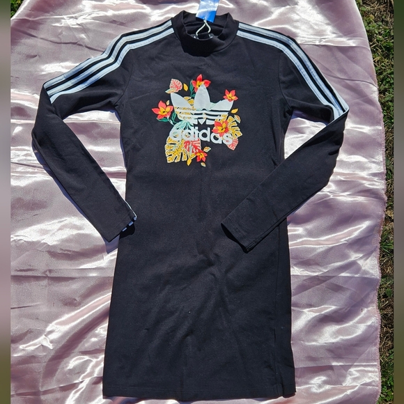 adidas Dresses & Skirts - Adidas Black Midi Dress with Floral Accents HER collection